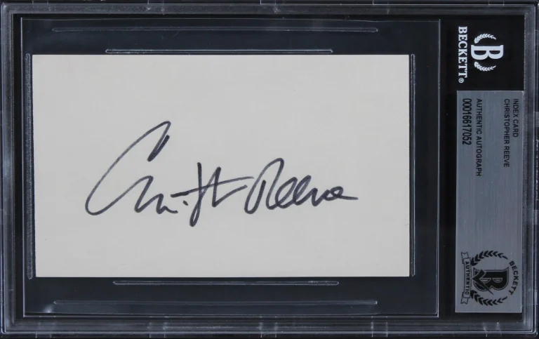 Christopher Reeve Superman Authentic Signed 3x5 Index Card BAS Slabbed 1