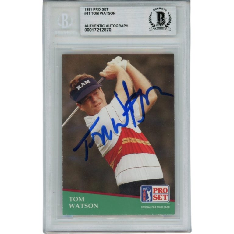 Tom Watson Autographed PGA 1991 Pro Set #41 Trading Card Slab Beckett 56120
