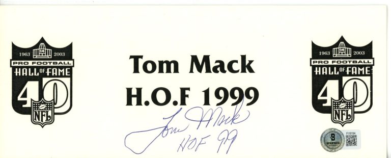 Tom Mack Autographed Los Angeles Rams NFL Hall of Fame Place Card Beckett 56224