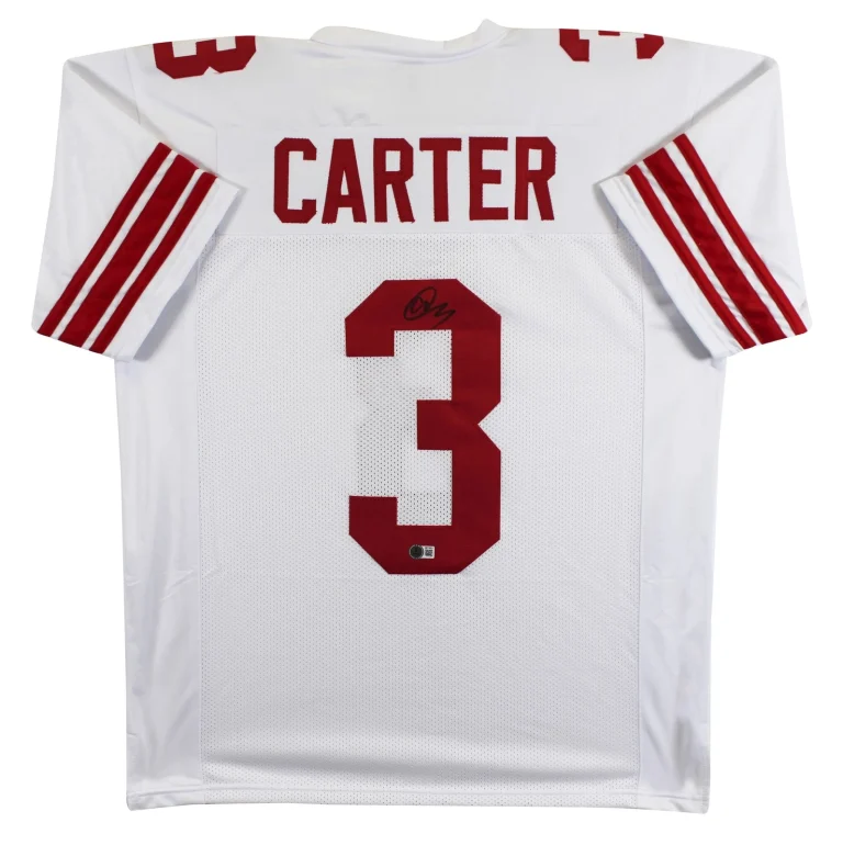 Abdul Carter Authentic Signed White Pro Style Jersey Autographed BAS Witnessed 2