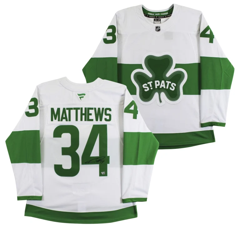 Auston Matthews Signed White Shamrock Series Auth Jersey w/ Fight Strap Fanatics