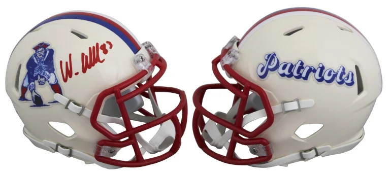 Patriots Wes Welker Authentic Signed Retro Speed Mini Helmet JSA Witnessed
