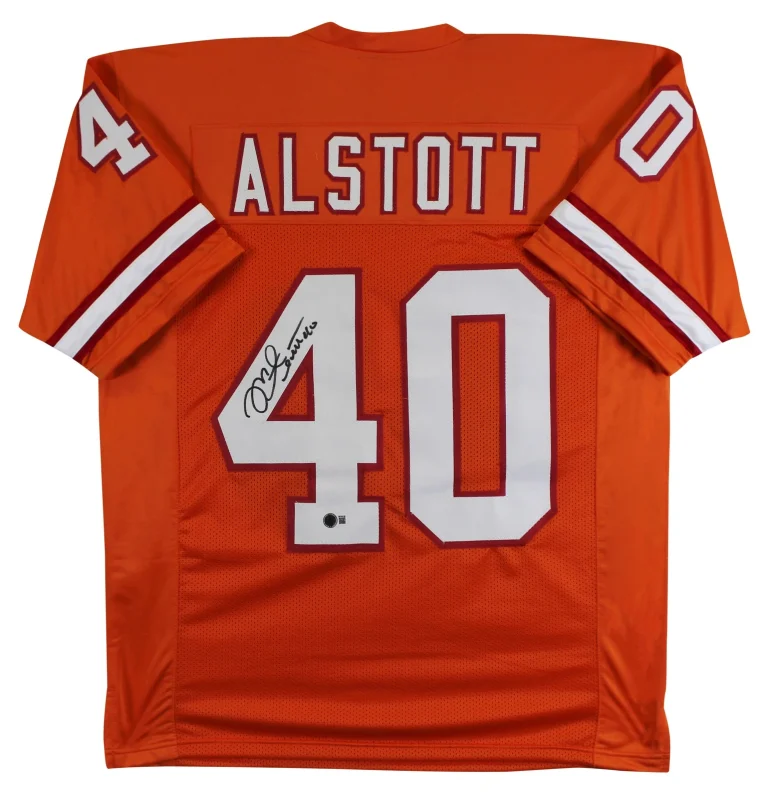 Mike Alstott Authentic Signed Orange Throwback Pro Style Jersey BAS Witnessed