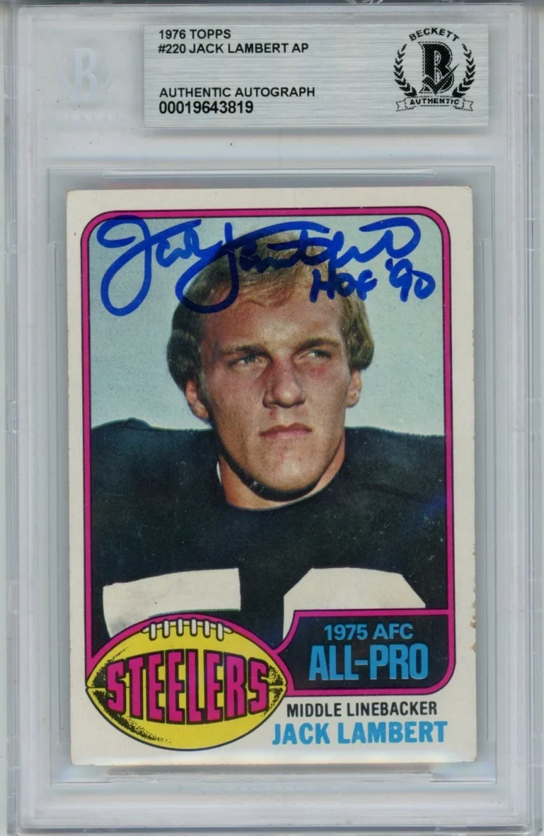 Jack Lambert Autographed/Signed 1976 Topps #229 Slab Trading Card Beckett 56924