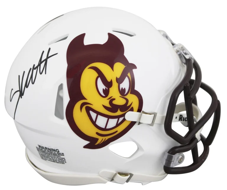 Arizona State Cameron Skattebo Signed White Sparky 2023 Speed Mini Helmet JSA