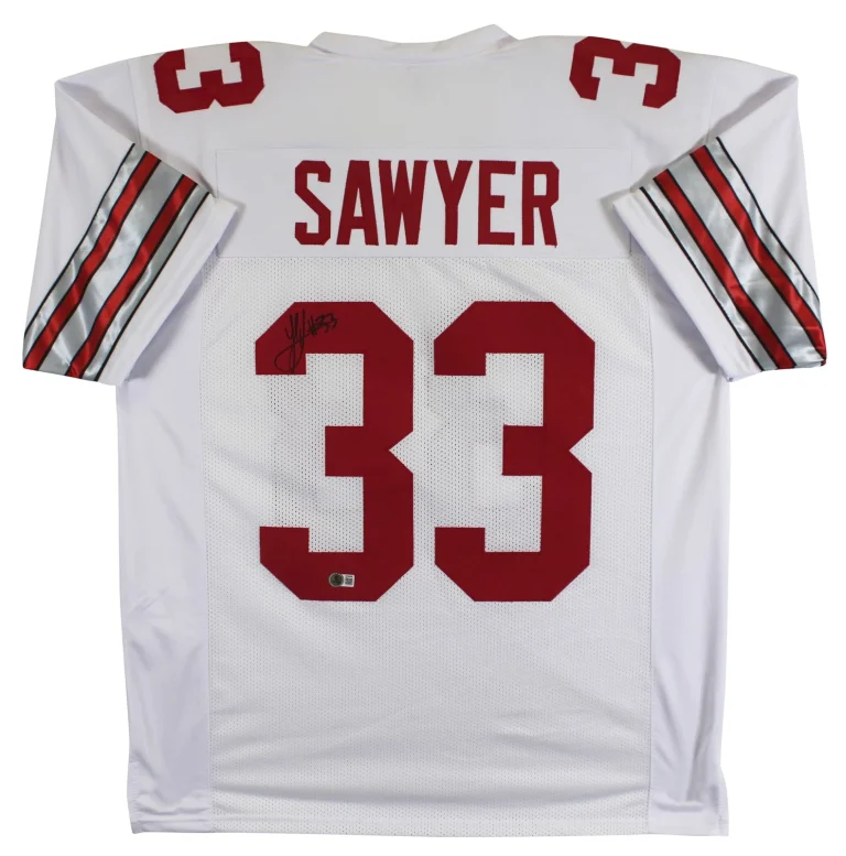 Ohio State Jack Sawyer Authentic Signed White Pro Style Jersey Autographed BAS 2