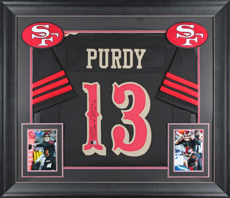 Brock Purdy Authentic Signed Black Alternate Pro Style Framed Jersey BAS Witness