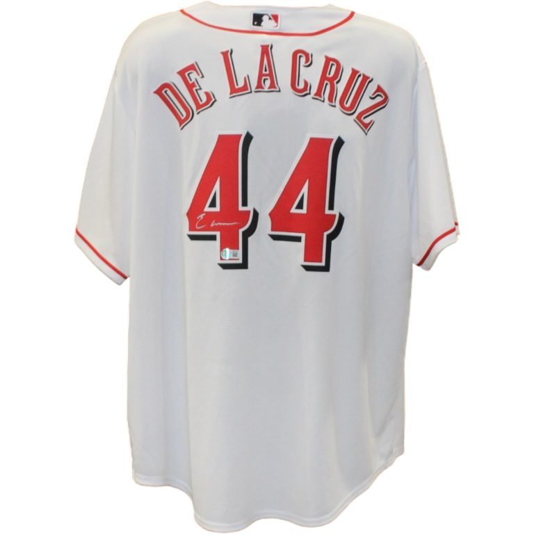 Elly De La Cruz Autographed Cincinnati Reds Nike White XL Jersey Beckett 56468