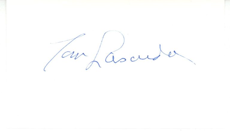 Tommy Lasorda Autographed/Signed Los Angeles Dodgers Index Card Beckett 56538