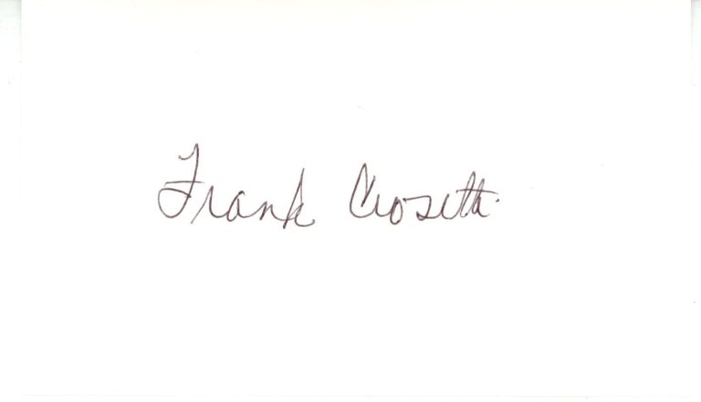Frank Crosetti Autographed/Signed New York Yankees Index Card Beckett 56542