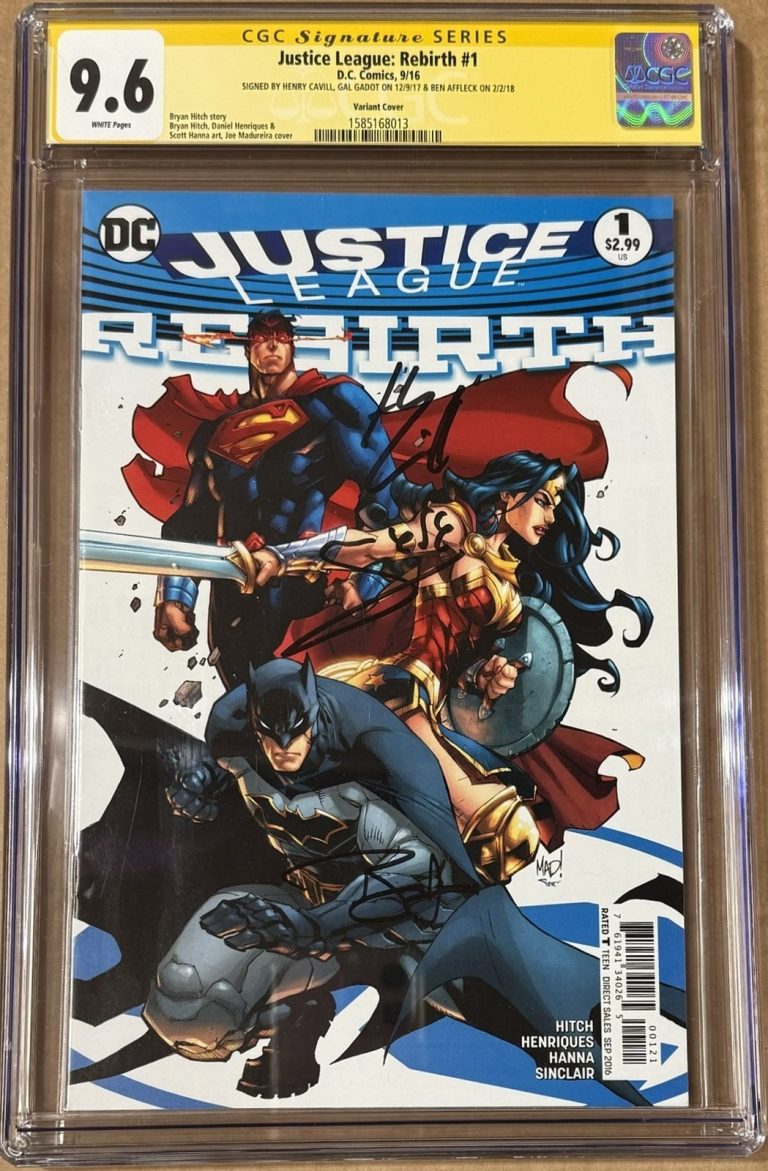 Ben Affleck Gal Gadot Henry Cavill Autographed Justice League #1 CGC 9.6 56585