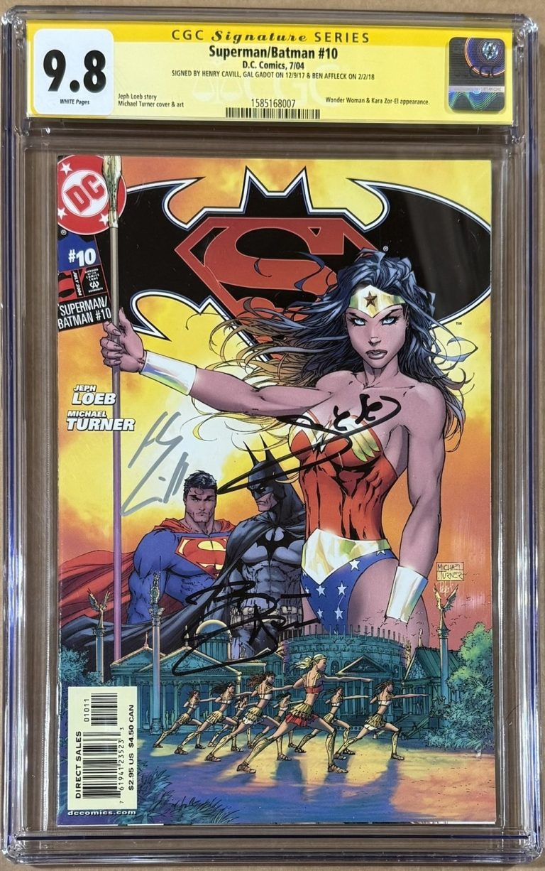 Ben Affleck Gal Gadot Henry Cavill Autographed Superman/Batman #10 CGC 9.8 56593