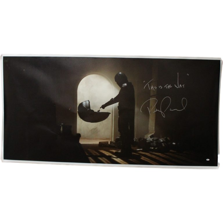 Pedro Pascal Autographed Mandalorian 36x48 Canvas This is The Way Beckett 56605
