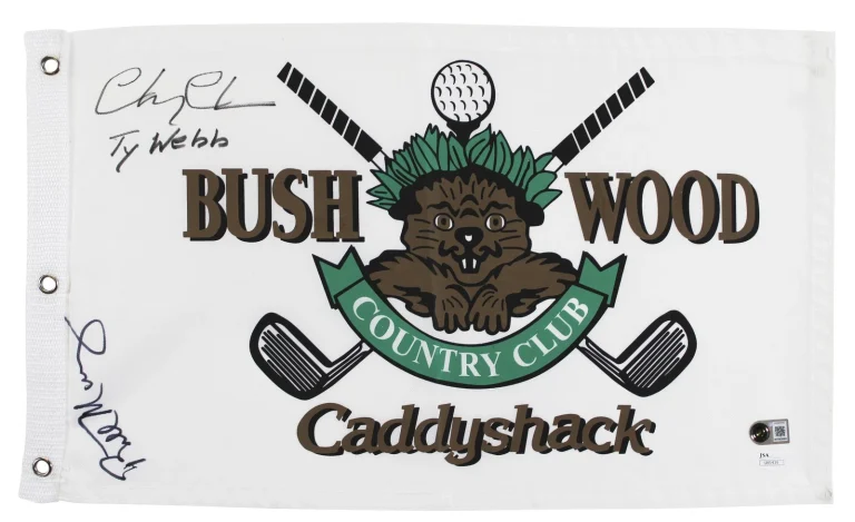 Chevy Chase & Bill Murray Caddyshack Authentic Signed Bushwood CC Flag BAS & JSA