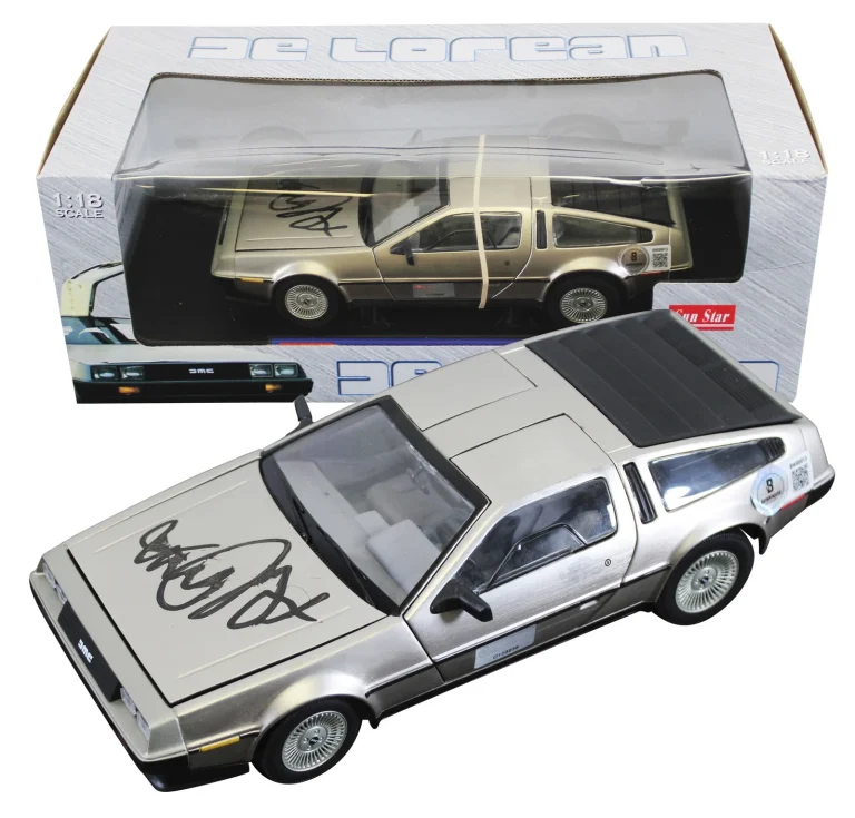 Michael J. Fox Back To The Future Signed 1:18 Die Cast DeLorean BAS #BW88013