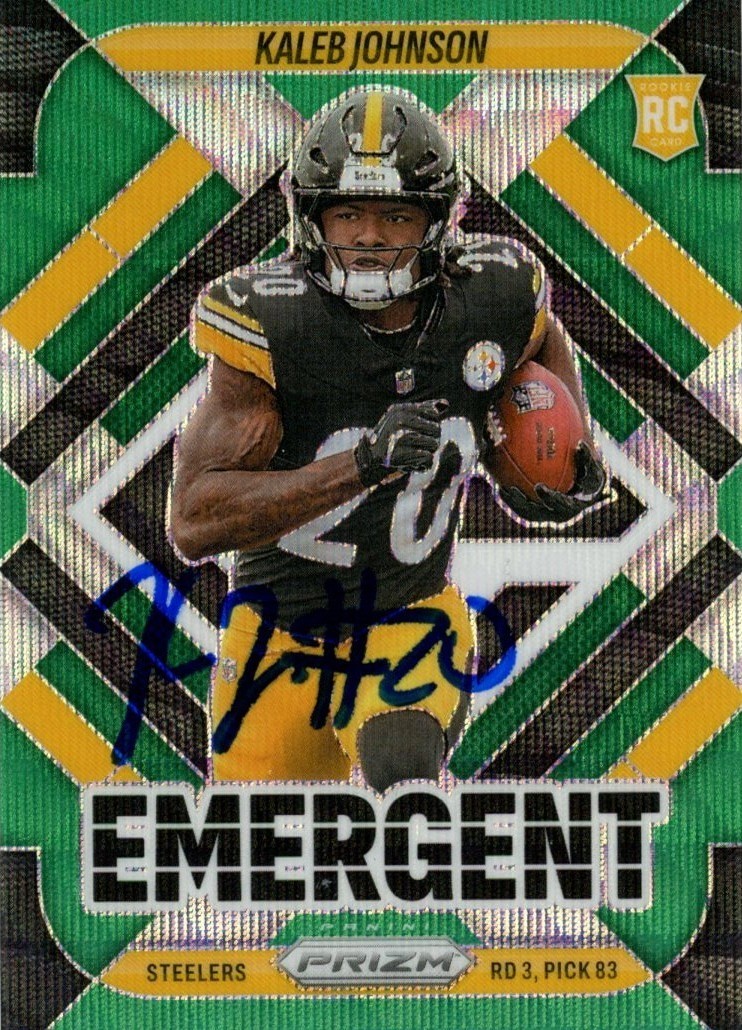 Kaleb Johnson Signed Pittsburgh Steelers 25 Prizm Emergent #5 Card Beckett 56995