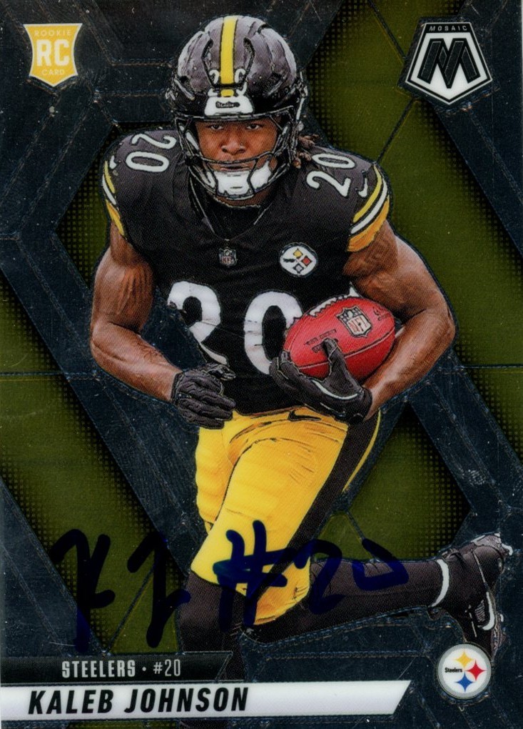 Kaleb Johnson Autographed Steelers 2025 Panini Mosaic #315 Card Beckett 56979