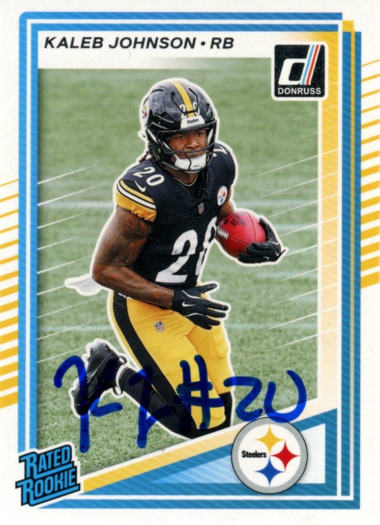 Kaleb Johnson Autographed Steelers 2025 Donruss #322 Card Beckett 57011