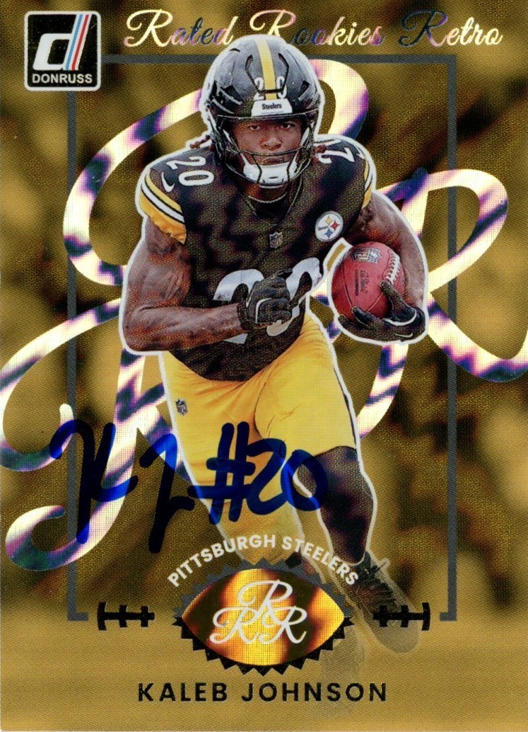 Kaleb Johnson Signed Steelers 25 Donruss Rated Rookies Retro #19 Beckett 56986