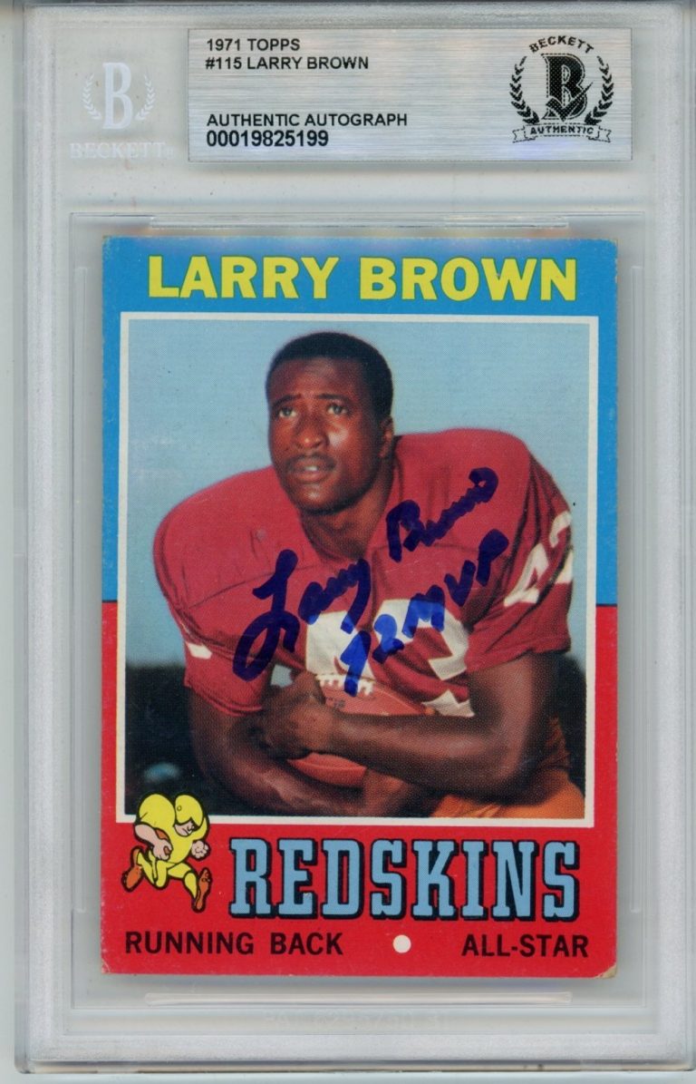 Larry Brown Autographed 1971 Topps #115 Trading Card Slab Beckett 57101