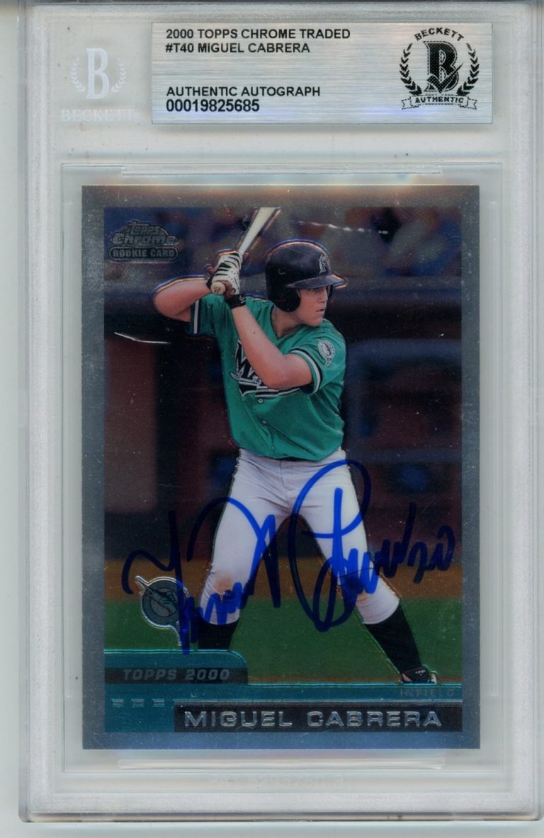Miguel Cabrera Autographed 2000 Topps Traded Chrome #T40 Card Slab Beckett 57108