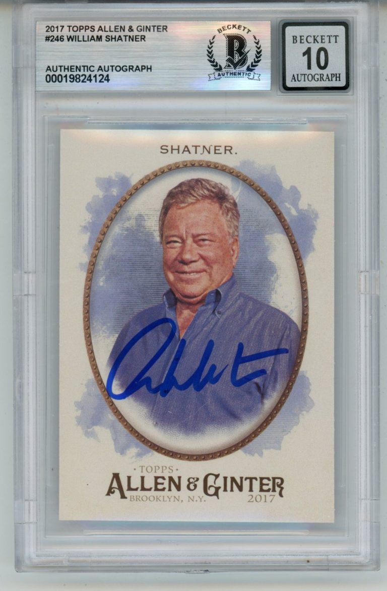 William Shatner Signed 2017 Topps Allen & Ginter 246 10 auto Card Slab BAS 57122