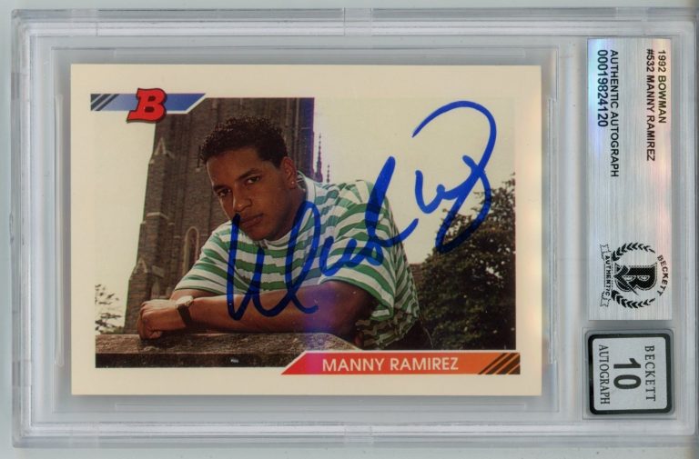 Manny Ramirez Signed 1992 Bowman #532 10 auto Trading Card Slab Beckett 57064