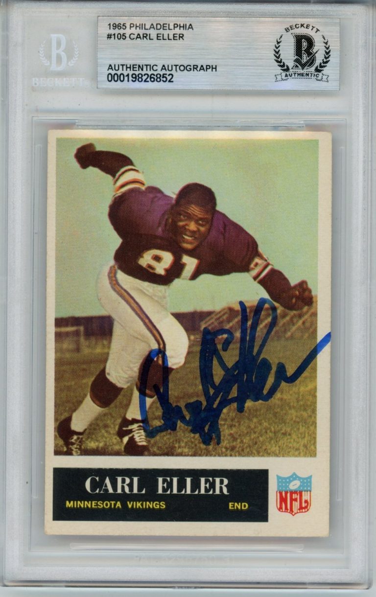 Carl Eller Autographed 1965 Topps #105 w/HOF Trading Card Slab Beckett 57078