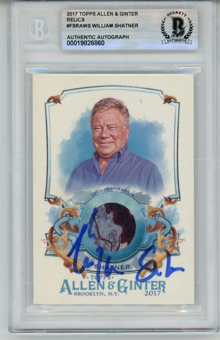 William Shatner Signed 2017 Topps Allen Ginter Relic FSRA-WS Card Slab BAS 57099