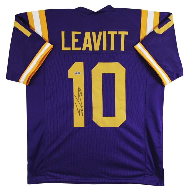 LSU Sam Leavitt Signed Alternate Purple Pro Style Jersey BAS Witnessed 2