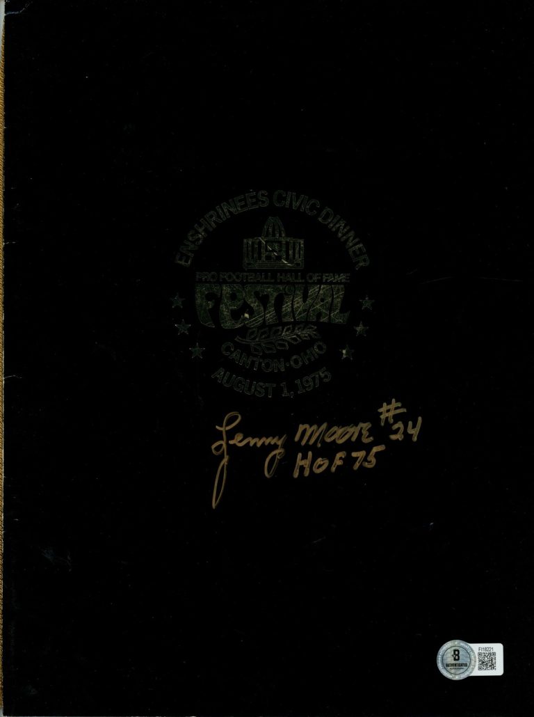 Lenny Moore Autographed Baltimore Colts 1975 Enshrinees Dinner Program BAS 57212