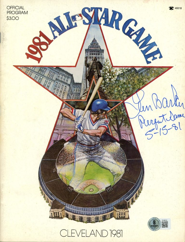 Len Barker Signed Cleveland Indians 1981 ASG Program Perfect Game Beckett 57218