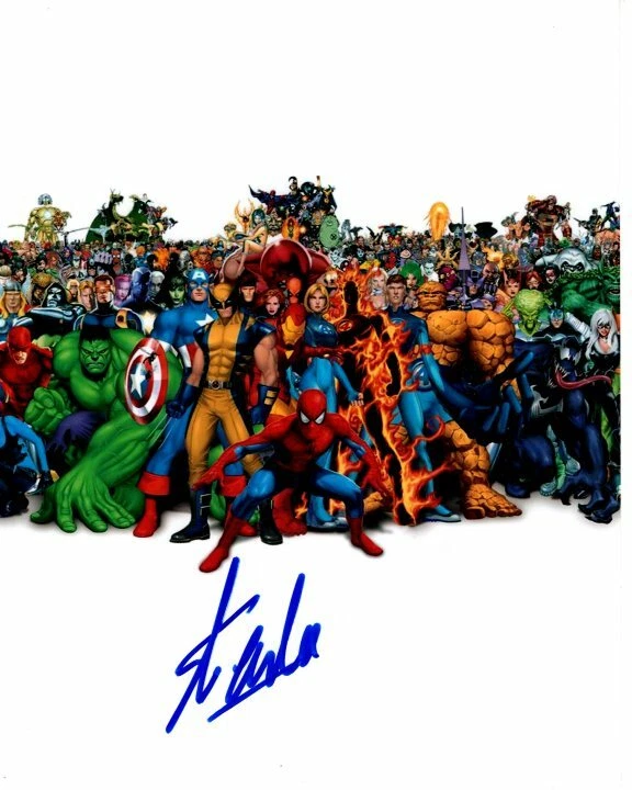 STAN LEE Signed 8x10 MARVEL COMICS Photo w/ Hologram COA