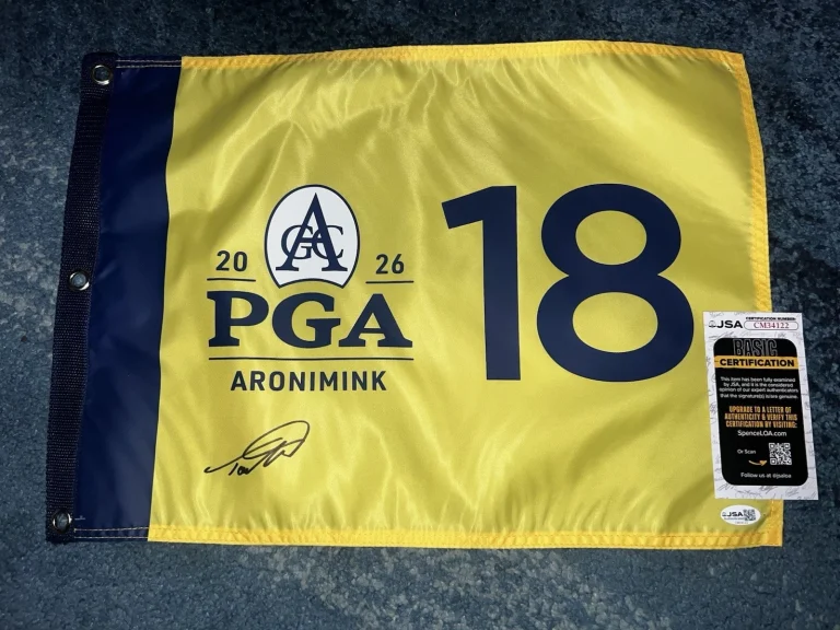Tommy Fleetwood Signed Official 2026 PGA Championship Flag Aronimink GC JSA #2