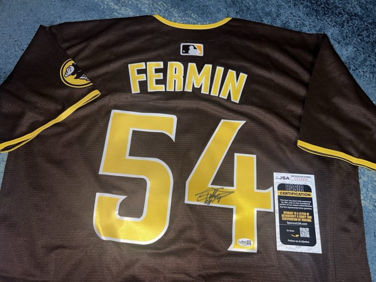 Freddy Fermin Signed San Diego Padres Jersey Star Slugger JSA Auth #2