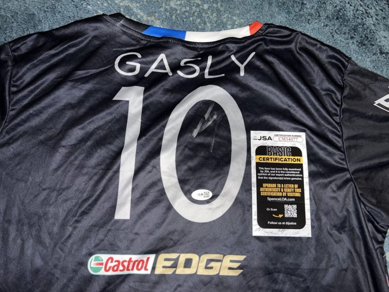 Pierre Gasly Signed Alpine Racing Shirt Champion Superstar JSA Auth #2