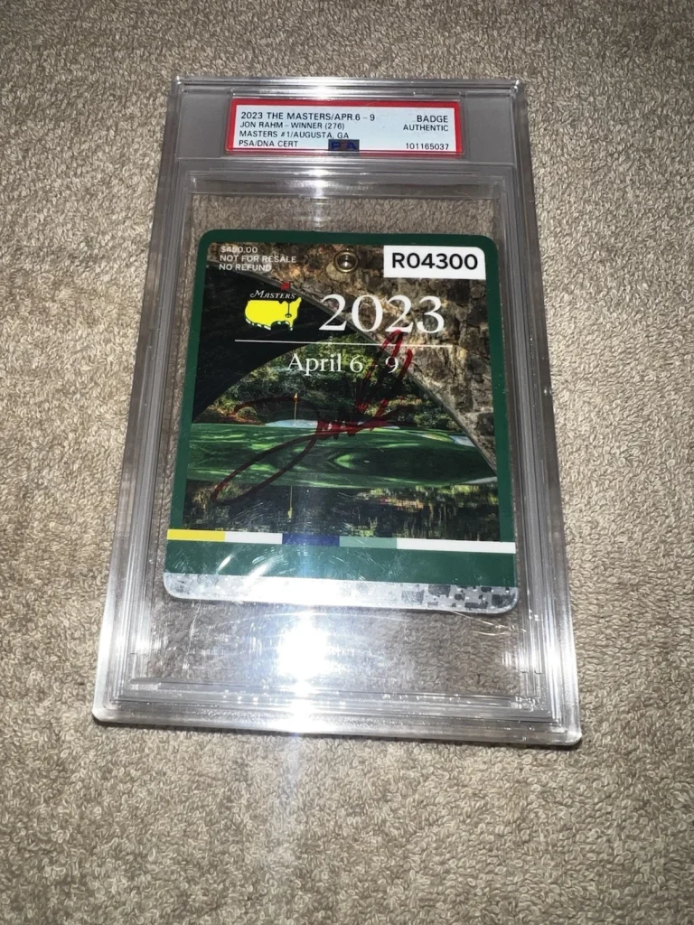 Jon Rahm Signed Official 2023 Masters Badge Champion Legend PSA/DNA Encap