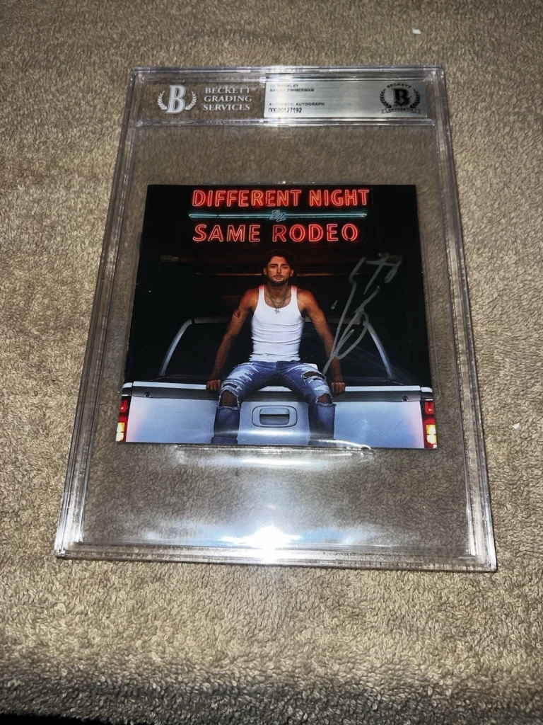 Bailey Zimmerman Signed Different Night Same Rodeo CD Booklet Legend Beckett