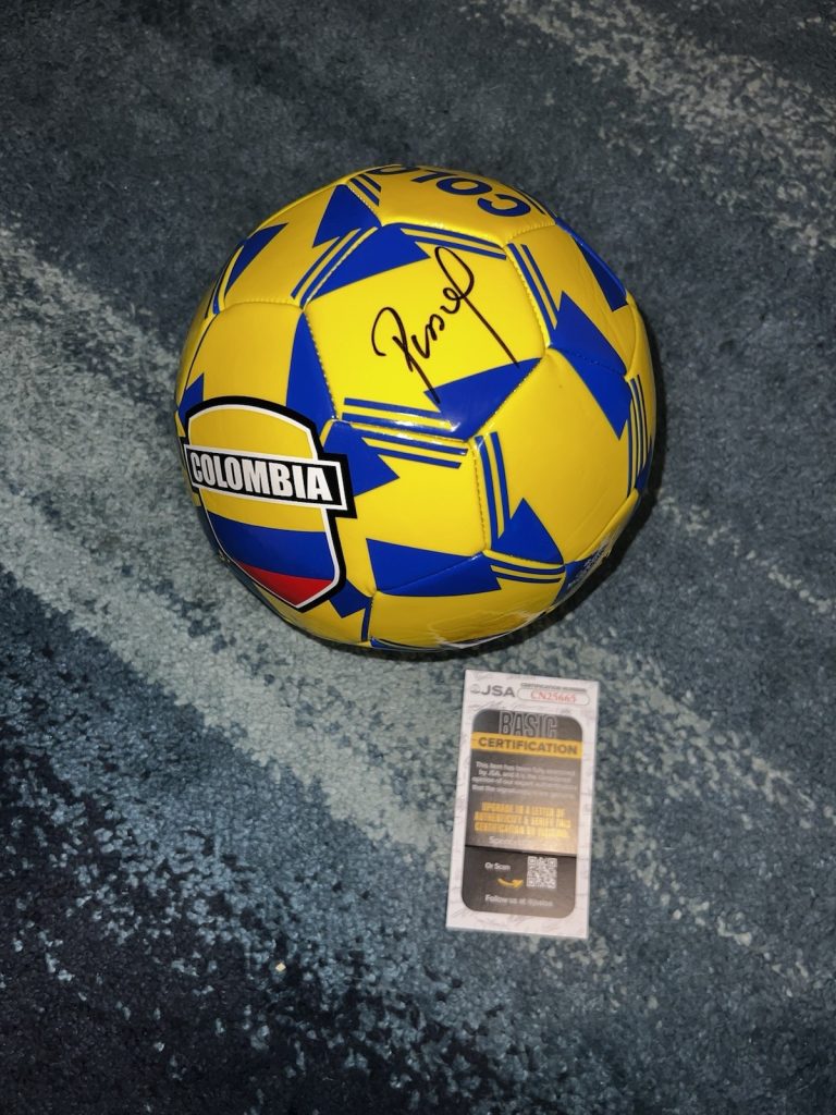 Pibe Carlos Valderrama Signed Official Columbia Soccer Ball Legend JSA Auth #2