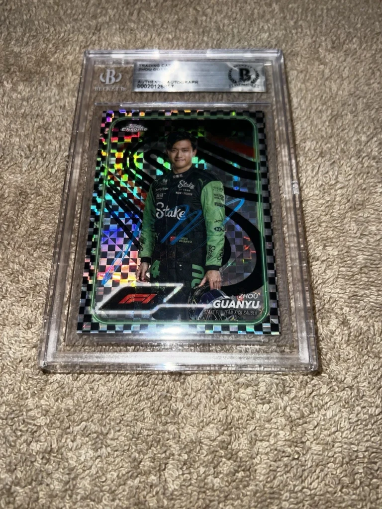 Zhou Guanyu Signed 2024 Topps Chrome Card #14 Stake Formula 1 Star Beckett