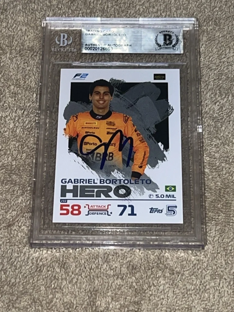Gabriel Bortoleto Signed Official 2024 Topps Turbo Attax Card Rookie Beckett