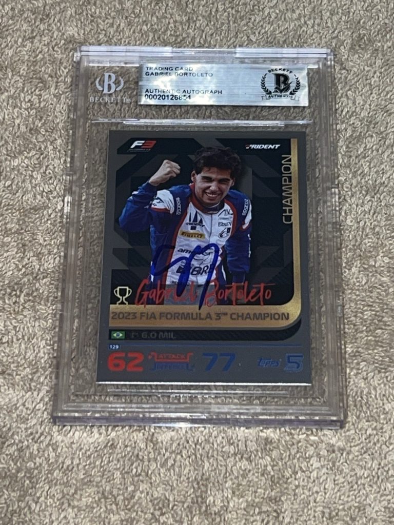 Gabriel Bortoleto Signed Official 2024 Topps Turbo Attax Card F3 Champ Beckett