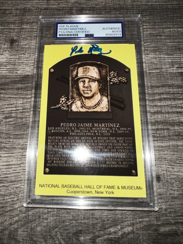Pedro Martinez Signed Official Baseball HOF Plaque Postcard Red Sox PSA/DNA