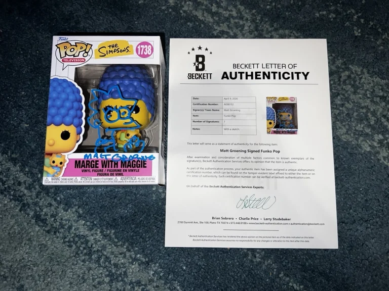 Matt Groening Signed Official Marge With Maggie Funko Pop Lisa Sketch Beckett