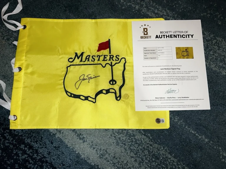 Jack Nicklaus Signed Undated Masters Flag 6x Masters Champ Legend Beckett #5