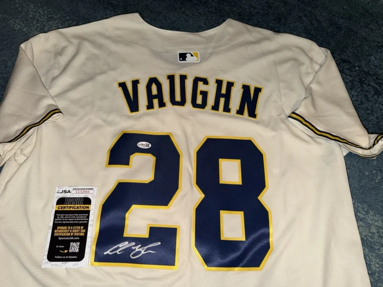 Andrew Vaughn Signed Milwaukee Brewers Jersey Superstar Slugger JSA Auth