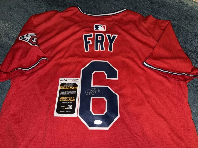 David Fry Signed Cleveland Guardians Jersey Superstar Slugger JSA Auth