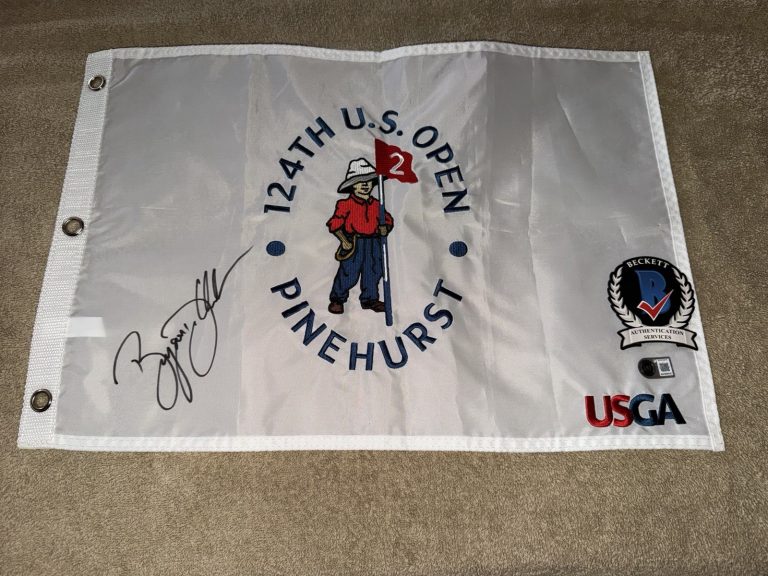 Bryson DeChambeau Signed Official 2024 US Open Flag Pinehurst No.2 Beckett #3