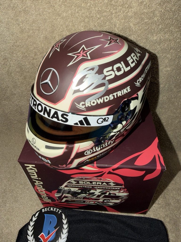 Kimi Antonelli Signed Official 1:2 Mini Helmet 2025 Miami GP Mercedes Beckett