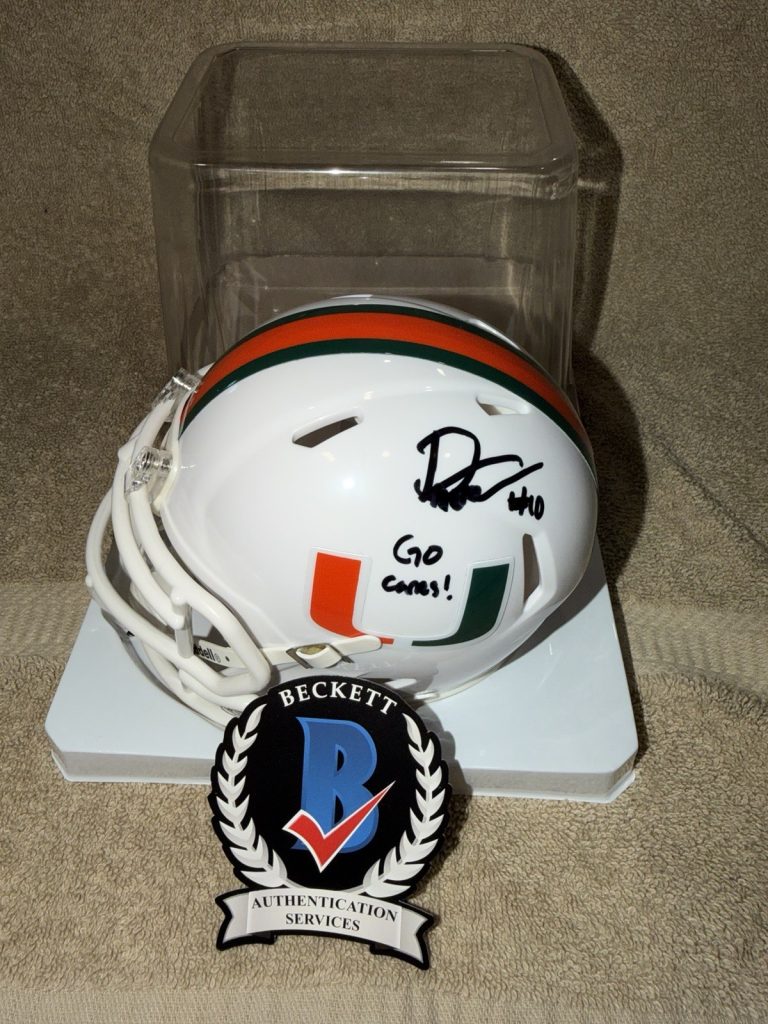 Darian Mensah Signed Official University Of Miami Mini Helmet Star Beckett #3